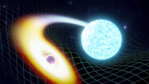 Artistic rendition of a Black Hole merging with a Neutron Star