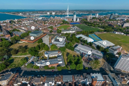 Aerial photograph of University of Portsmouth Campus