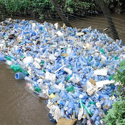 Plastic bottle waste at Njoro River, Nakuru © James Wakibia 
