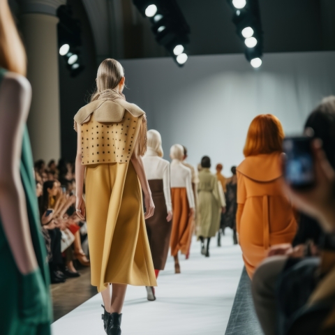 Models walking down a catwalk at a fashion show