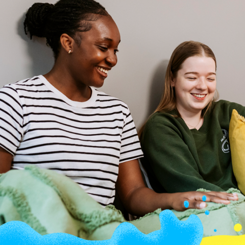 Two women laughing