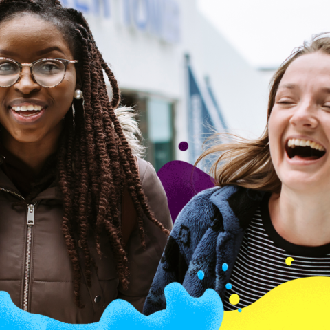 Two women smiling