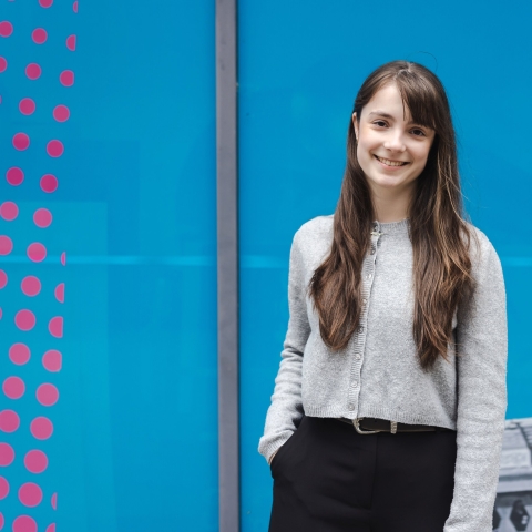 Smiling student at University of Portsmouth