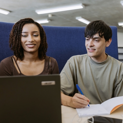 Two students studying together