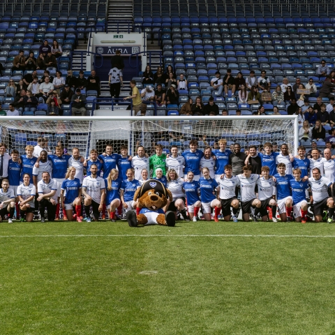 Charity football 2026 players at Portsmouth Football stadium