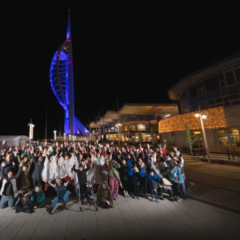 Community comes together as the Spinnaker Tower lights up Pompey blue to mark Portsmouth’s bid for UK City of Culture 2029