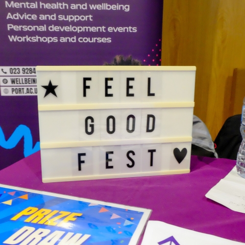 Sign reading 'feel good fest' 