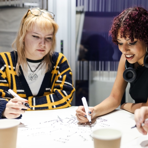 Three students studying