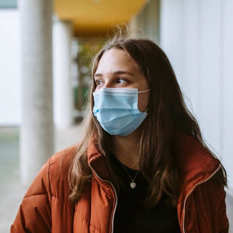 Student wearing a mask
