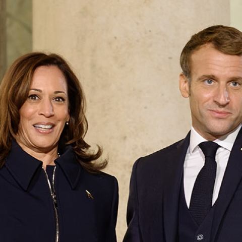 Kamala Harris and Emmanuel Macron