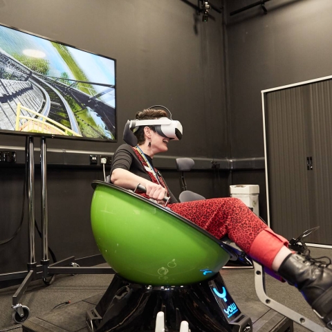 Student using VR equipment