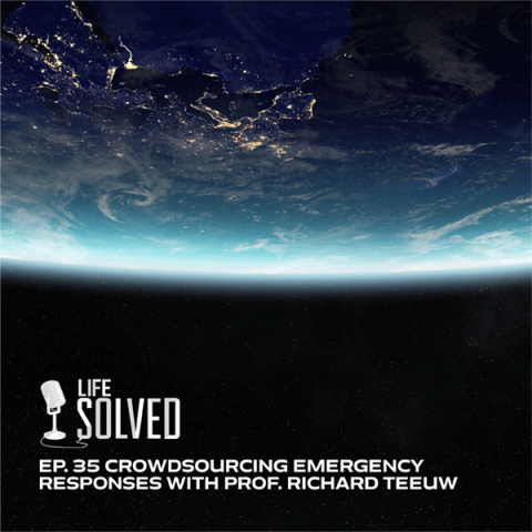 View from space of the earth with Life Solved logo and episode title