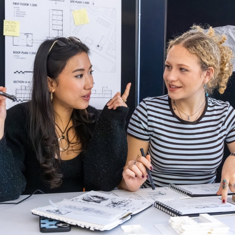 Students discussing project