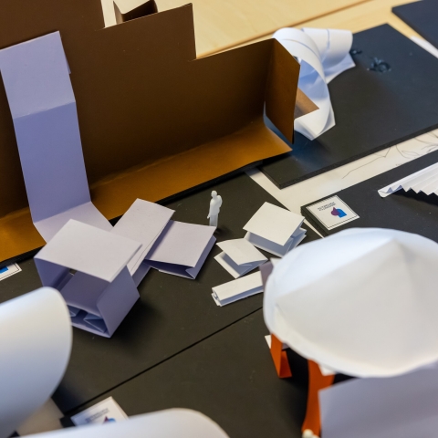 Paper models created by postgraduate architecture student.
