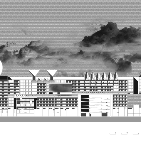 A architectural drawing section by Davide Mordini (MArch Architecture student)