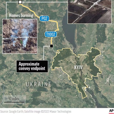 40-mile long Russian convoy en route to Kyiv
