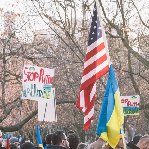 group of people holding American and Ukrainian flag - Photo by Gayatri Malhotra on Unsplash