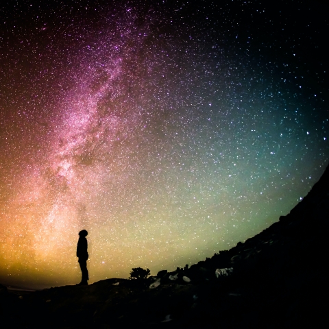 Looking up at the universe -Photo by Greg Rakozy on Unsplash