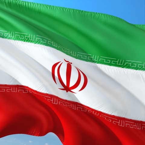 Iran's flag, which is green, white and red