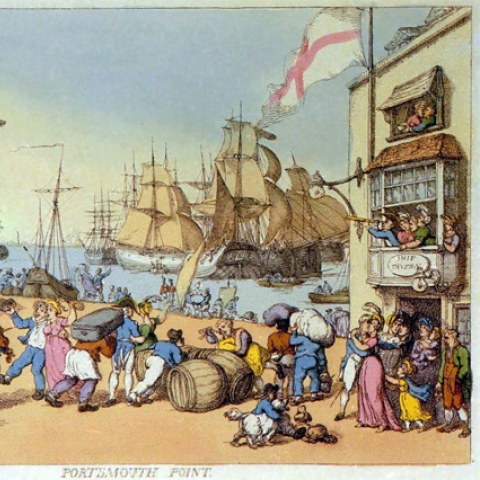 Portsmouth Point, by Thomas Rowlandson, in 1811.