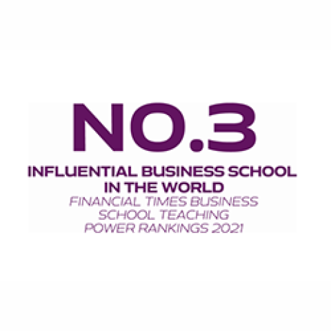No. 3 influential Business School in the world, Financial Times Business School Teaching Power Rankings 2021