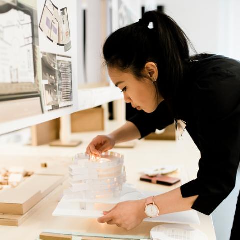 Student working on architectural model