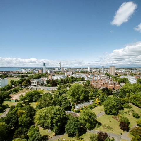 A view of Portsmouth from Catherine House looking towards Spinnaker Tower