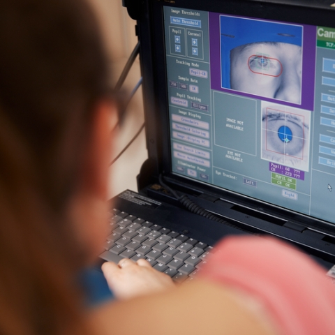 Person using eye tracking software