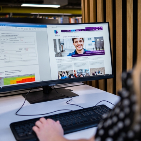 Photographs of new Curved Monitor Displays installed at University Library
