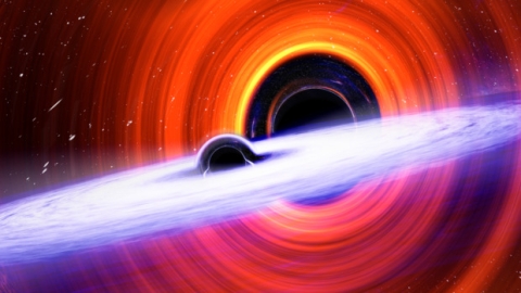 Artistic representation of a binary black hole merger