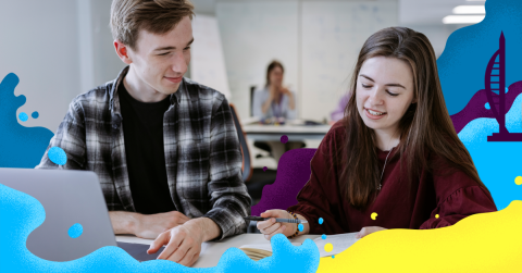 Two students studying together