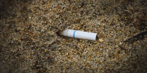 cigarette butt in the sand