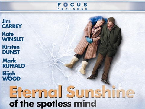 Man and woman lying on ground in film poster for Eternal Sunshine of a Spotless Mind