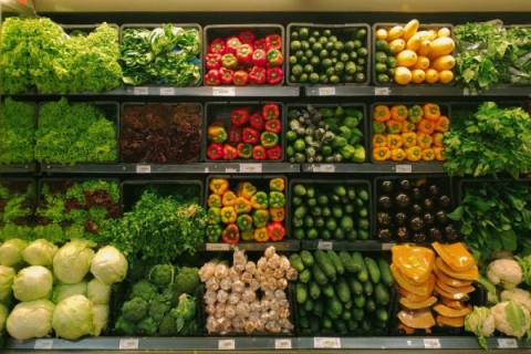 Fresh vegetables section at a supermarket