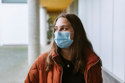 Student wearing a mask