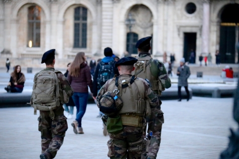 Soldiers in backpacks