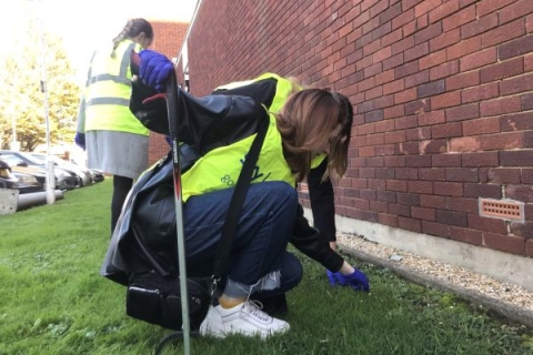 Students litter picking