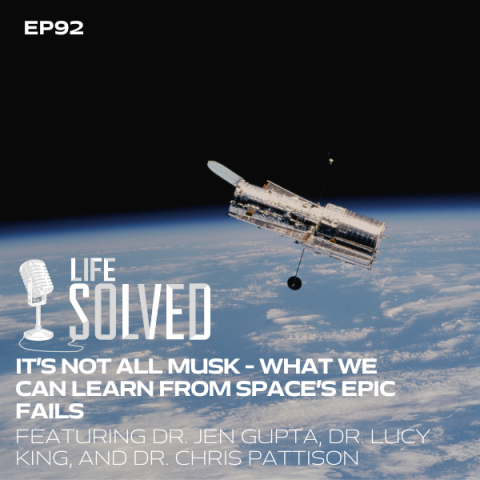 Satellite in space with Life Solved text overlaying