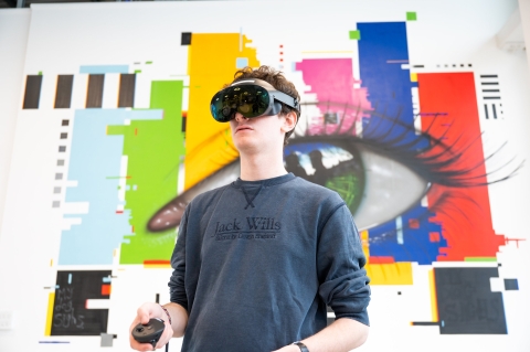 Man wearing VR headset