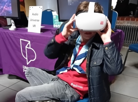 Boy using VR headset at Stargazing event