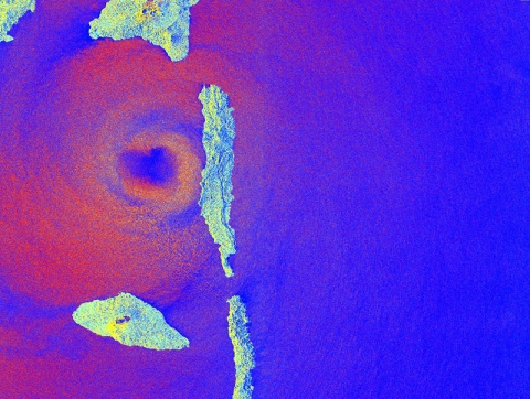 Eye of the storm: A satellite captures the moment Cyclone Harold arrived at Pentecost Island, Vanuatu, on April 6, 2020 (data source: the European Space Agency, ESA; processed by Dr Mathias Leidig, University of Portsmouth)