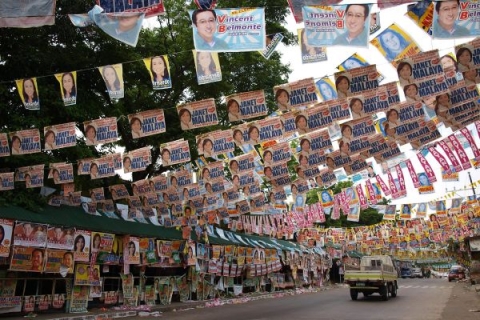 Election Bunting hung over a street in the Philippines