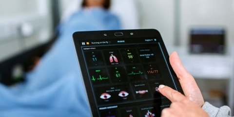 Close up of a tablet showing medical information