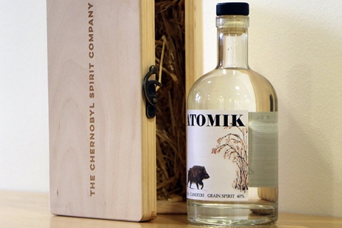 A bottle of Atomik vodka
