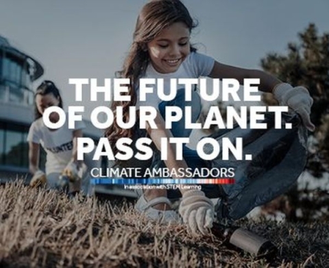 Climate ambassador picking trash