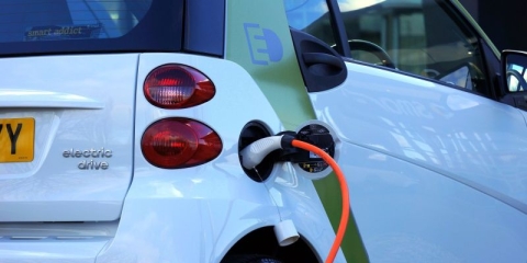 An electric car on charge