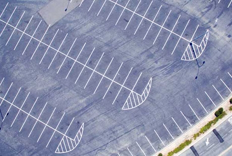An aerial view of an empty carpark