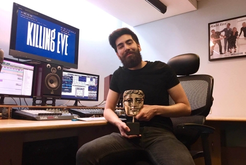 Graduate Alex Gibson with Bafta for Killing Eve