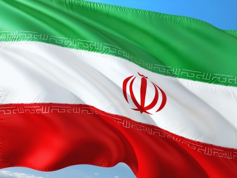 Iran's flag, which is green, white and red