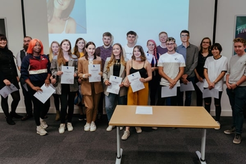Students posing at the 2018/19 Student Placement awards